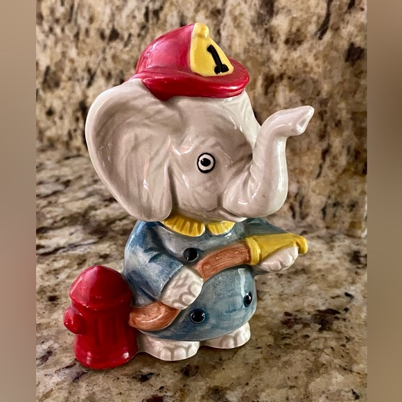 Vintage Porcelain Elephant Firefighter Figurine - Picture 2 of 5
